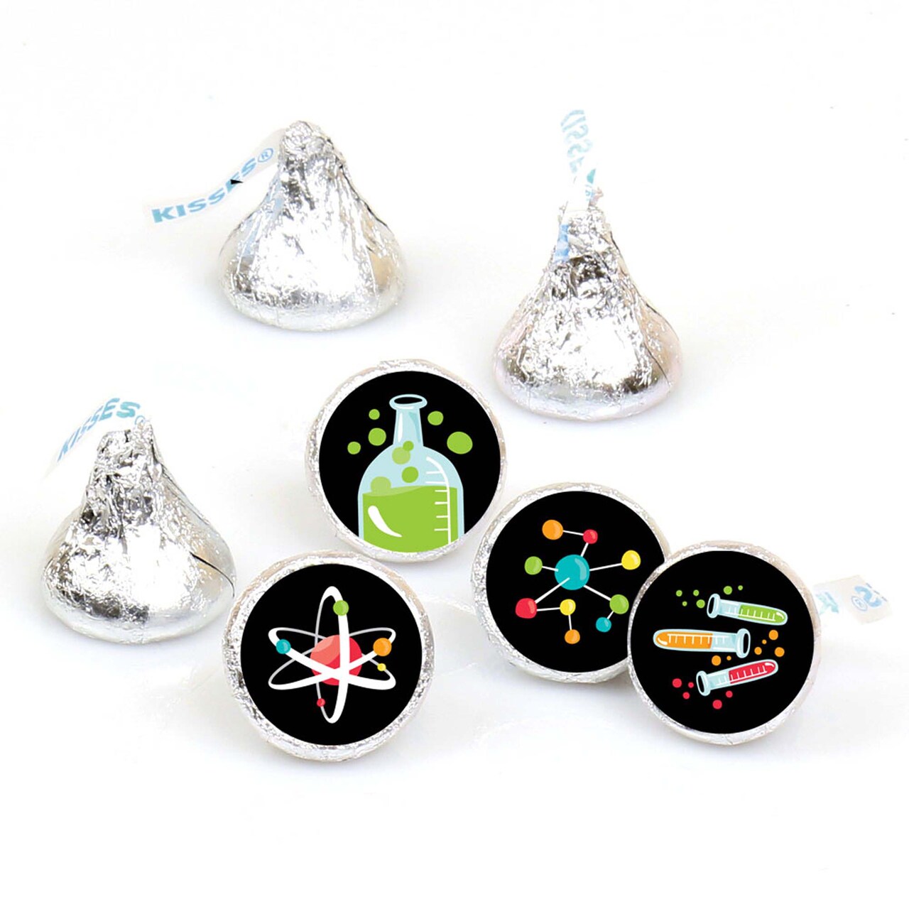 Big Dot of Happiness Scientist Lab - Baby Shower Birthday Party Round Candy Sticker Favors - Labels Fits Chocolate Candy (1 sheet of 108)
